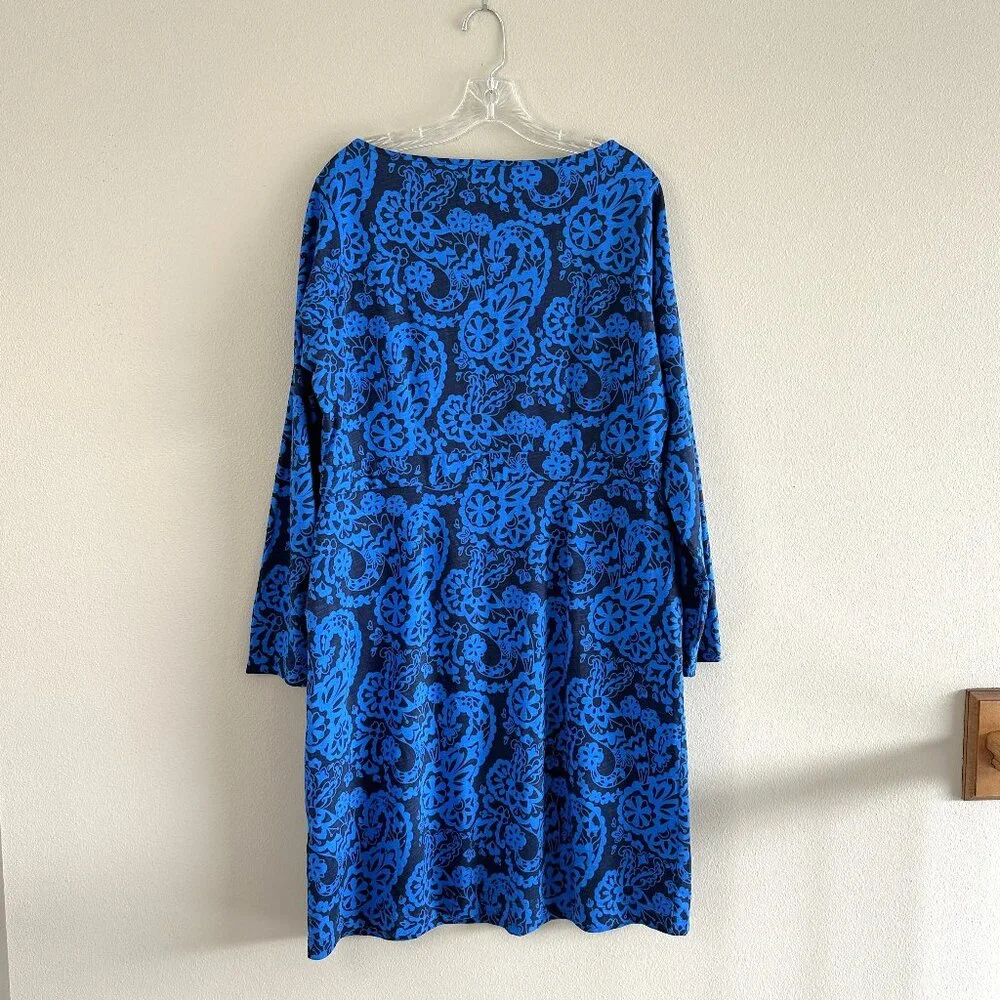 Boden Florrie Cotton Jersey Knit Long Sleeve Dress, Blue Print, 14 - Picture 6 of 8